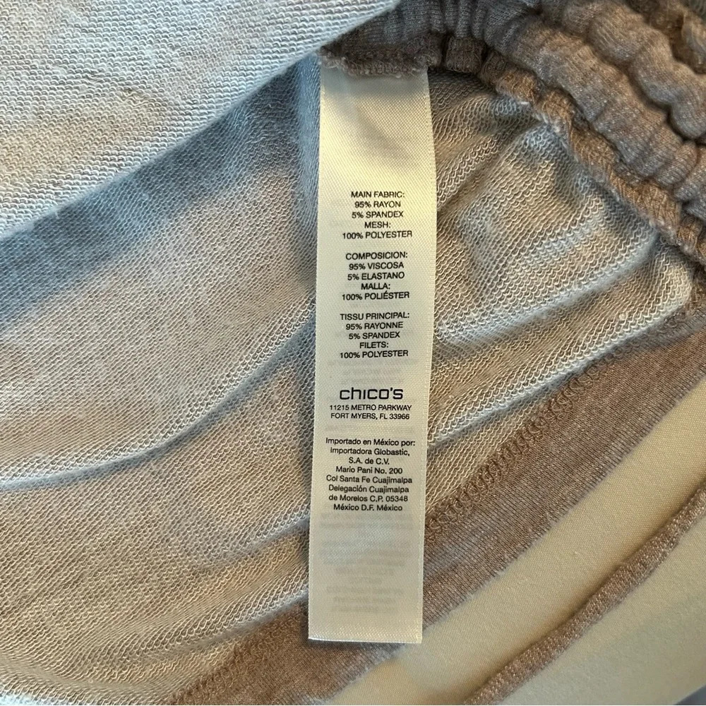 Chico’s Zenergy Women’s 2 Lg Beige Sequined Zip Up Jacket Side Ruched Athletic - Picture 8 of 12
